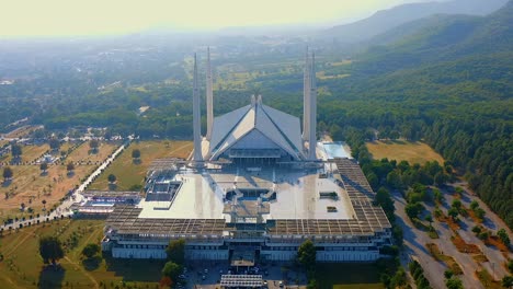4k islamabad videos, shah faisal mosque is the masjid in islamabad, pakistan. located on the foothills of margalla hills. the largest mosque design of islamic architecture, mosque drone footage