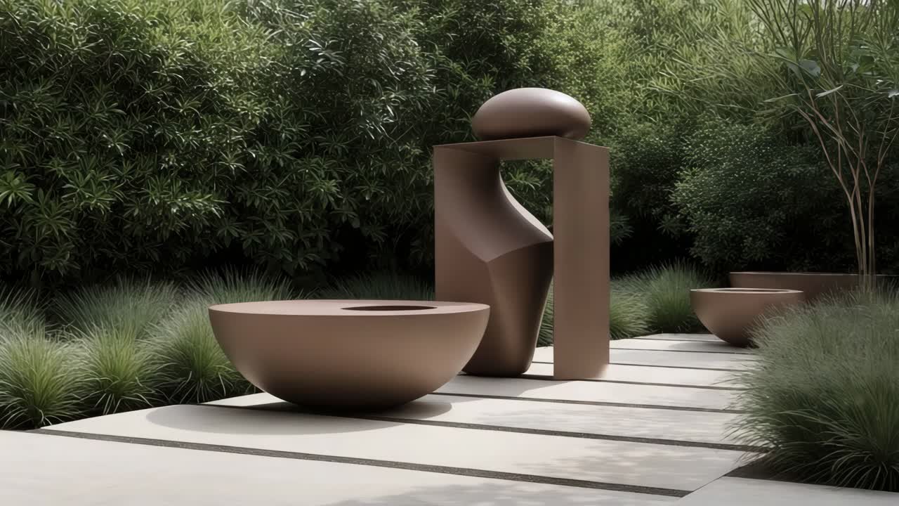 installazione di sculture di giardino moderne