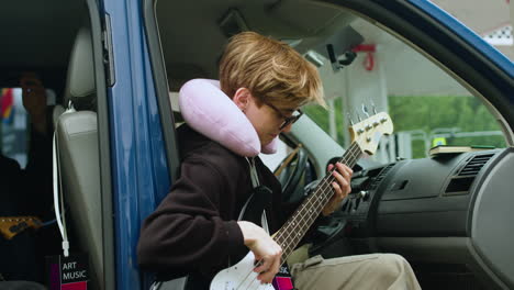 musicians in a van