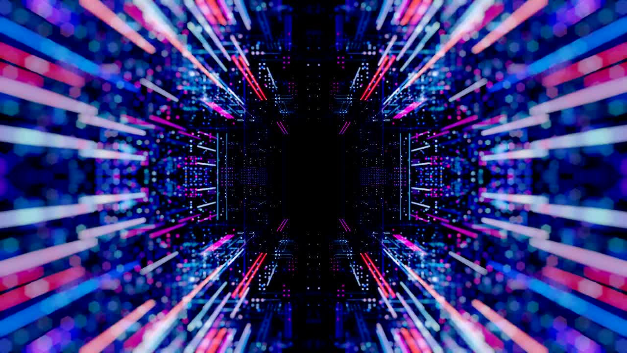 Città virtuale digitale astratta. Concetto di scansione della città per attacchi hacker. Render 3D loop 4K.