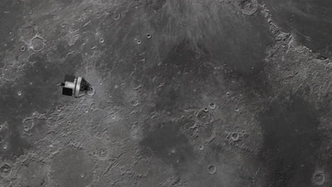 orion capsule orbiting travelling across highly detailed moon lunar surface background ready to land - 3d cgi animation prores 4k