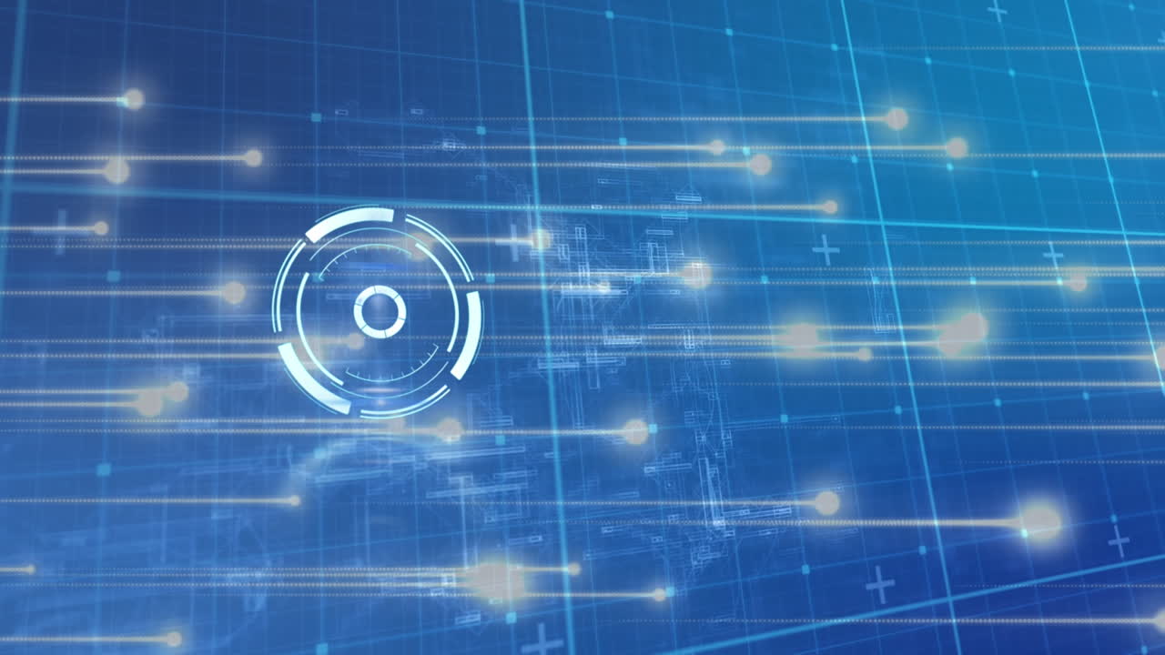 그리드와 파란색 배경 위의 스캔 범위의 애니메이션