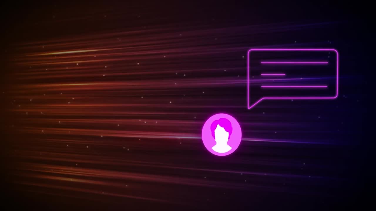 animación del icono de los medios y las líneas sobre fondo negro