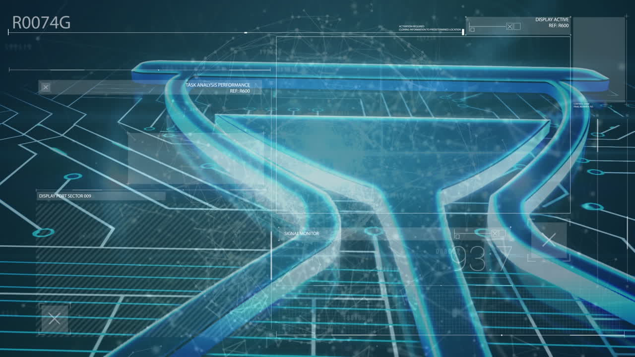 검은 바탕에 연결의 네트워크를 통해 아이콘의 애니메이션