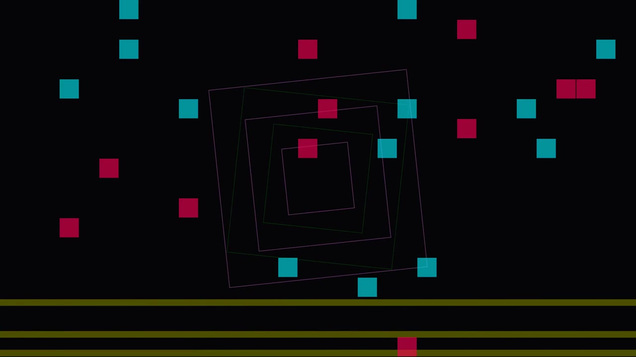 Abstract Motion Graphics with Rotating Geometric Squares and Digital Glitch Effects