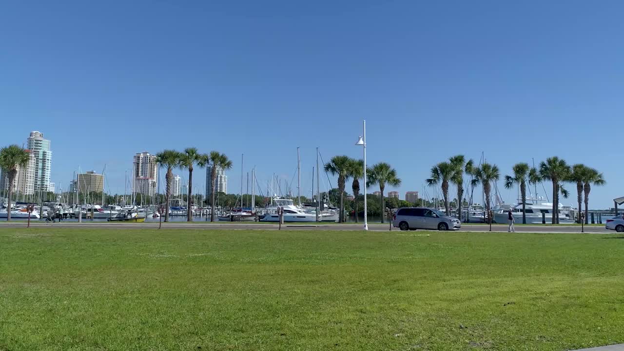 4K Video of Hot Rod Driving Through Waterfront Park in St Petersburg, Florida