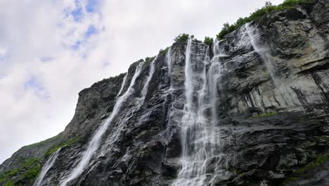 geiranger fjord, waterfall seven sisters. beautiful nature norway natural landscape.