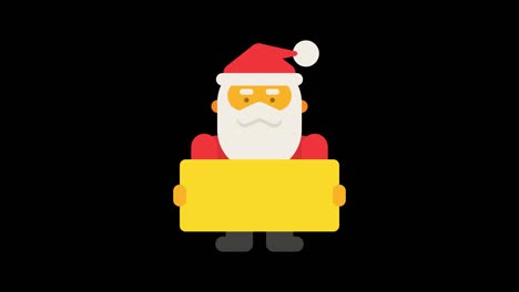 santa claus holds sign with inscription merry christmas. alpha channel