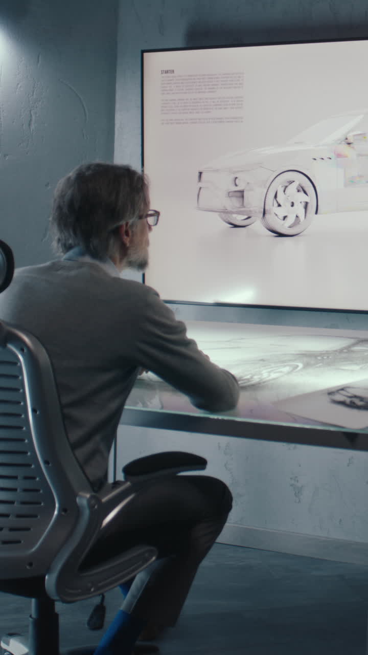 diseñador senior trabajando en el diseño de automóviles