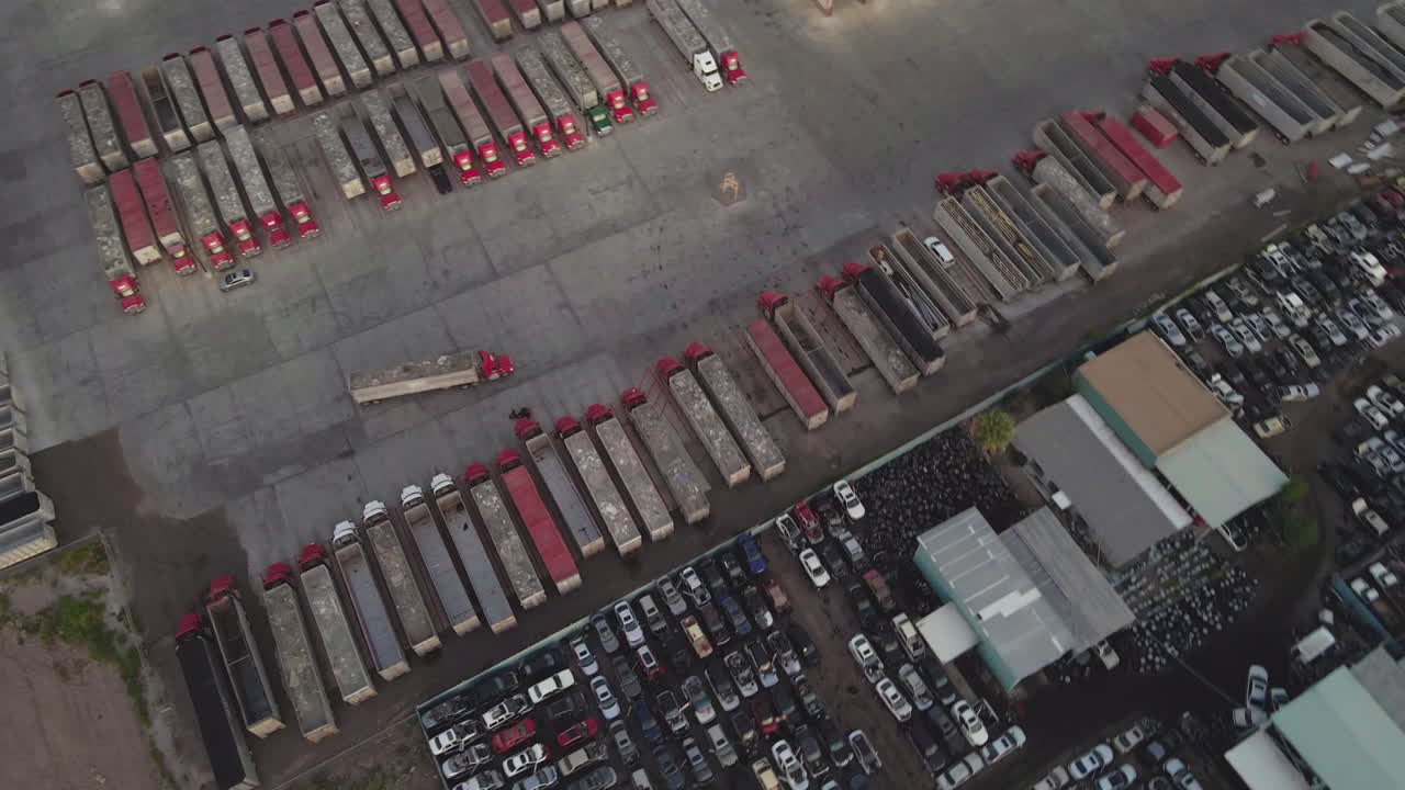 Aerial View of Trucking Yard and Auto Salvage Yard