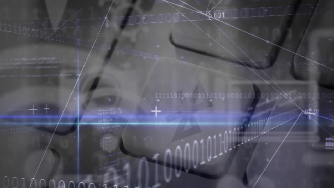 노트북 키보드를 통해 연결 및 데이터 처리의 애니메이션