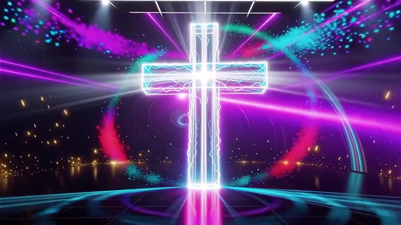 Croce Cristiana Luce Celestiale Sfondo per il Culto.