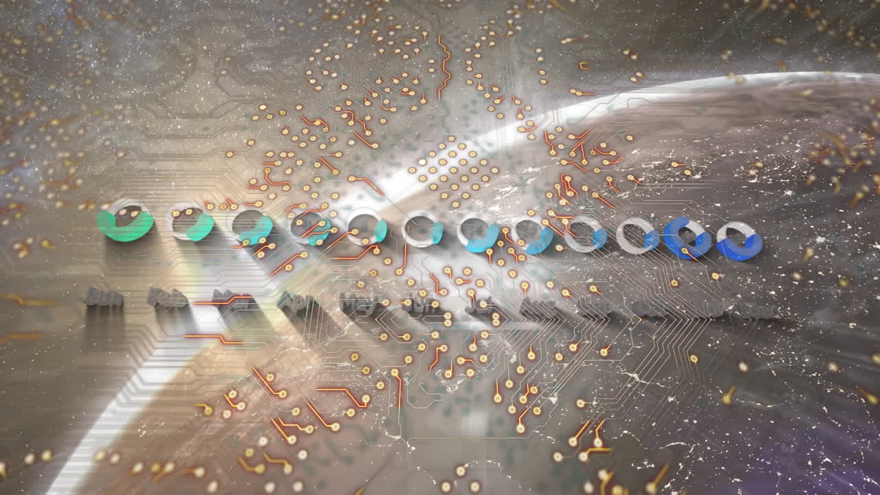 통합 회로와 글로브에 대한 그래프의 애니메이션