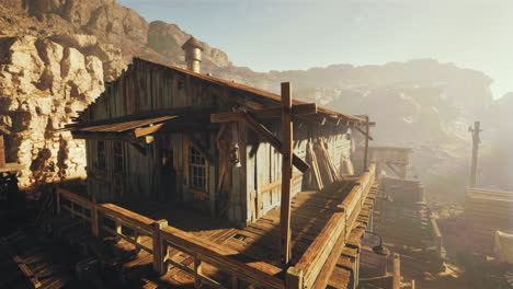 an abandoned cabin in the desert