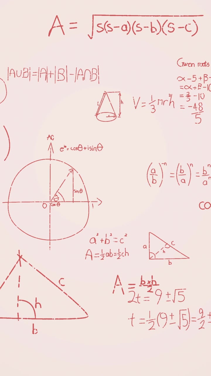 Animazione di equazioni matematiche su sfondo bianco