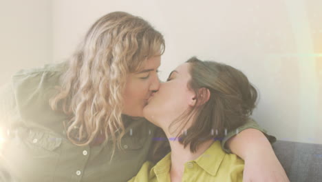 animación de la luz sobre una feliz pareja gay caucásica
