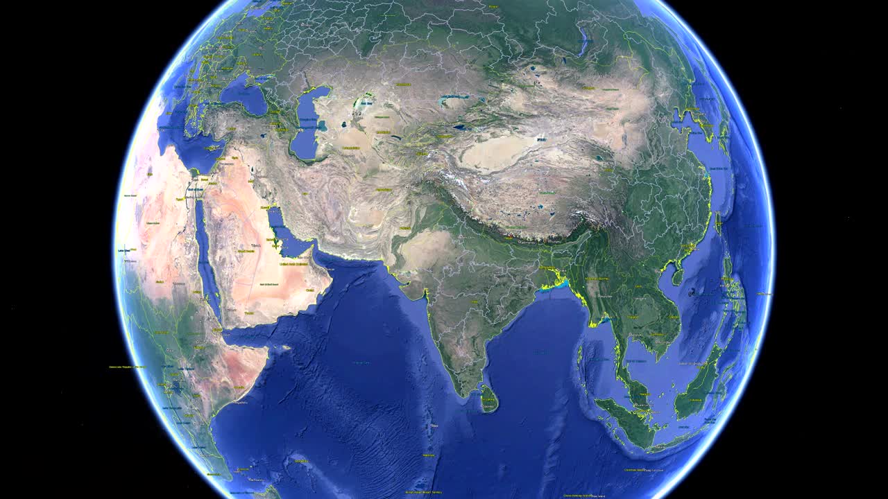 nepal con bandera. tierra 3d en el espacio - zoom en el exterior de nepal