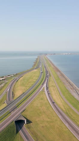 aerial view of the afsluitdijk, netherlands