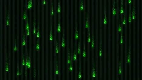 animation of green binary coding data processing over black background