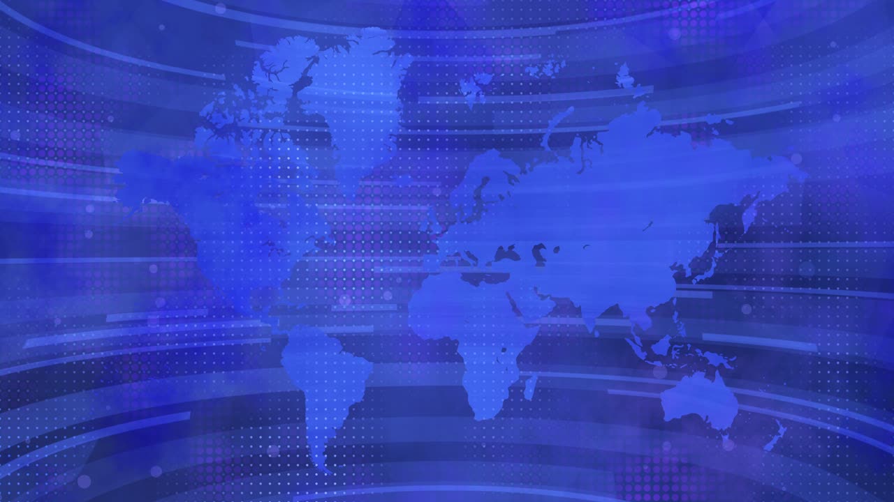 Blue world map digital background, glowing network connection points ...