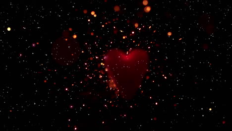 animación de un corazón en movimiento sobre puntos brillantes de luces