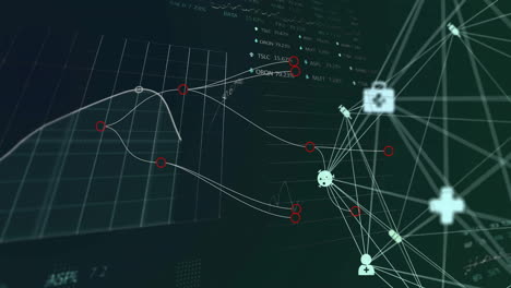 animación de la red de conexiones y procesamiento de datos
