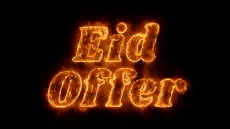 eid offer word hot animated burning realistic fire flame loop.