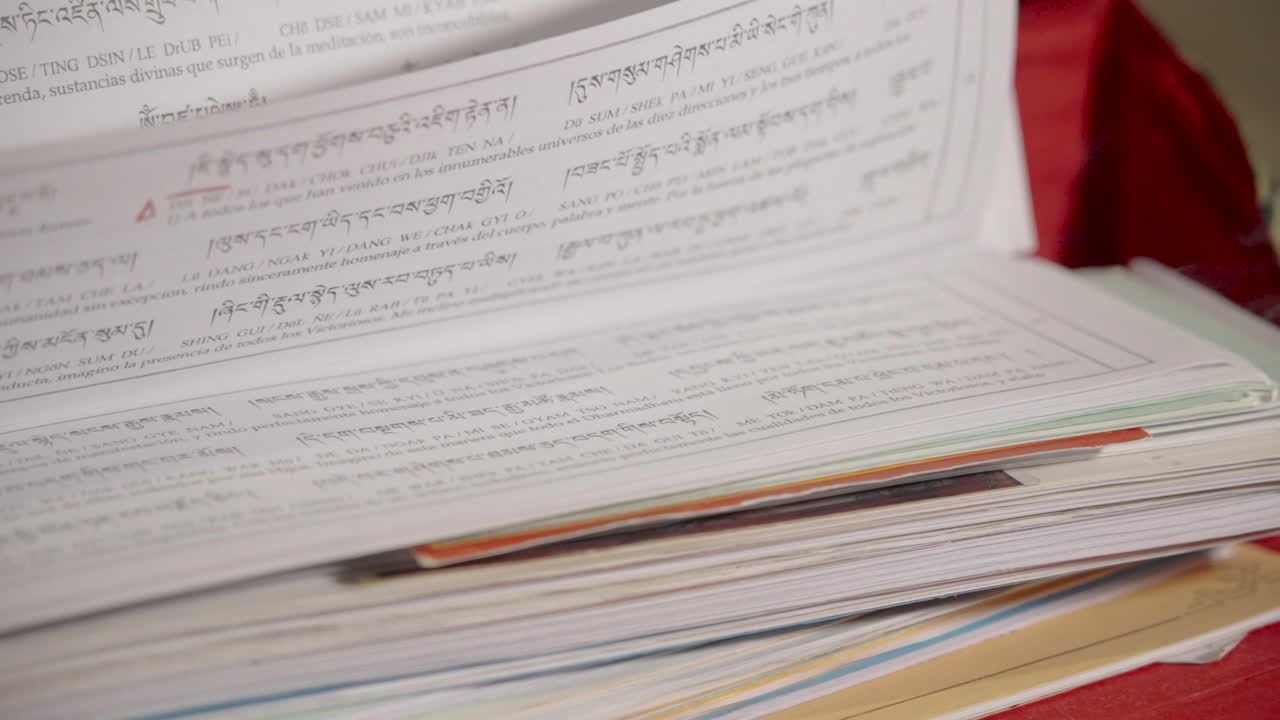 Close-up of Hand Turning Pages of a Religious Book