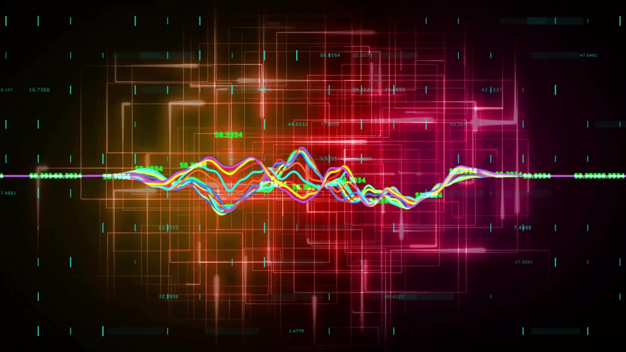Abstract Digital Financial Data Graph with Glowing Lines