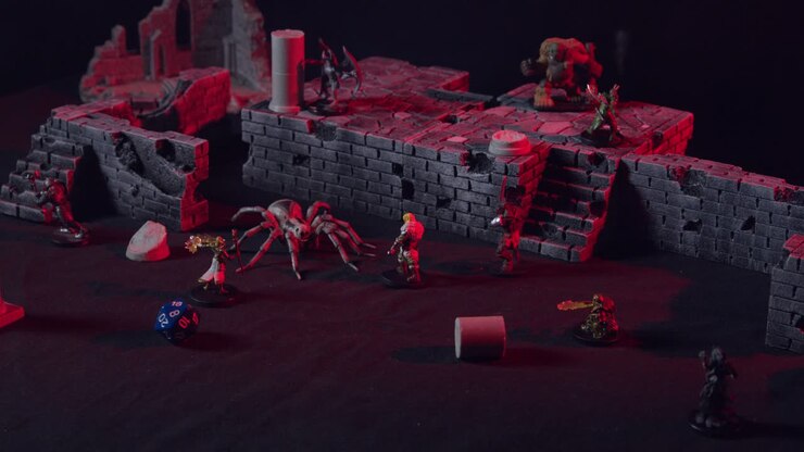Dungeons and Dragons miniatures in a castle