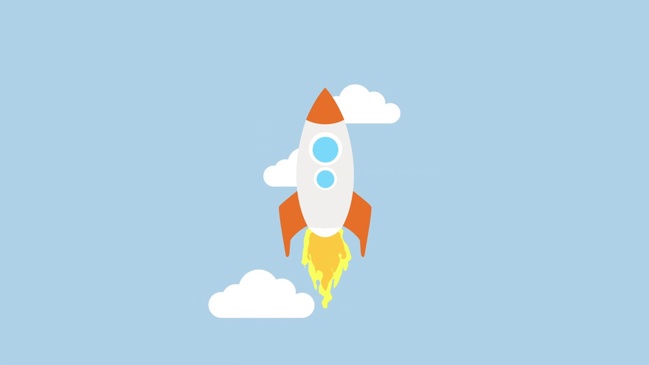 Animated Rocket Launching Into The Sky