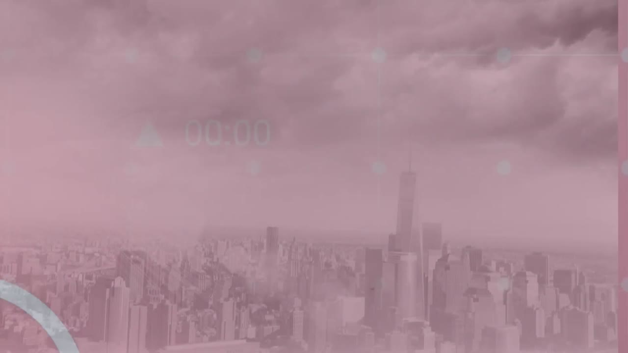 animación del procesamiento de datos sobre el paisaje urbano