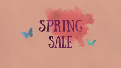 spring sale with butterfly on paper texture