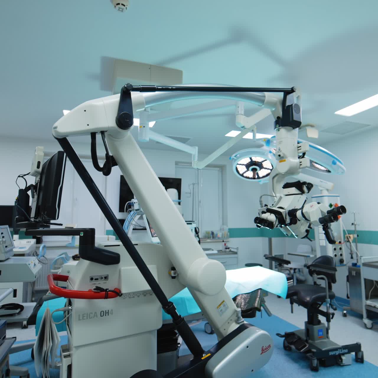 Diversity of devices and apparatuses in modern surgery room. Innovative medical equipment for neurosurgeries in the operational theatre