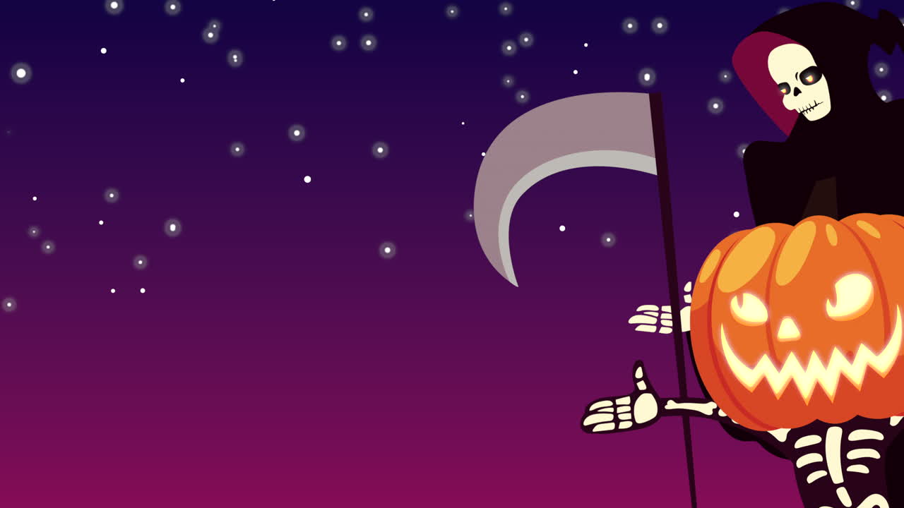 Illustrazione di Halloween: Tristo Mietitore e Zucca