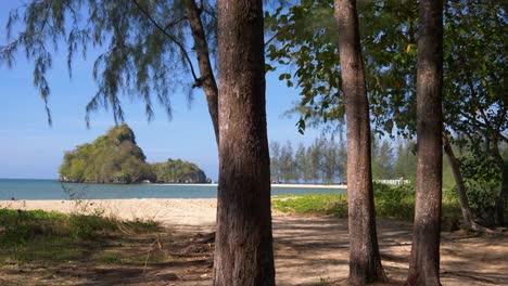tranquil view of tropical beach during summer in ao nang, krabi area, thailand. static shot