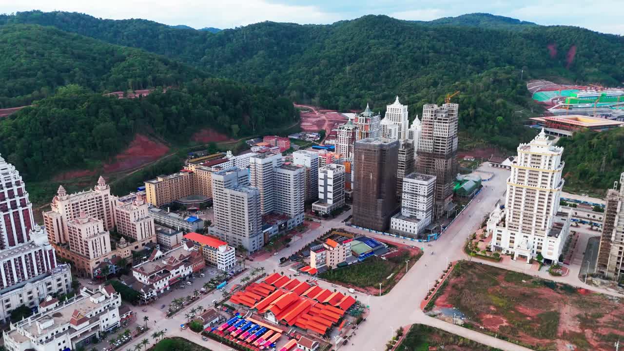 Aerial view of Boten city in Laos located in Luang Namtha Province, on the China–Laos border
