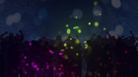 animation von bunten lichtflecken über der tanzenden menschenmenge