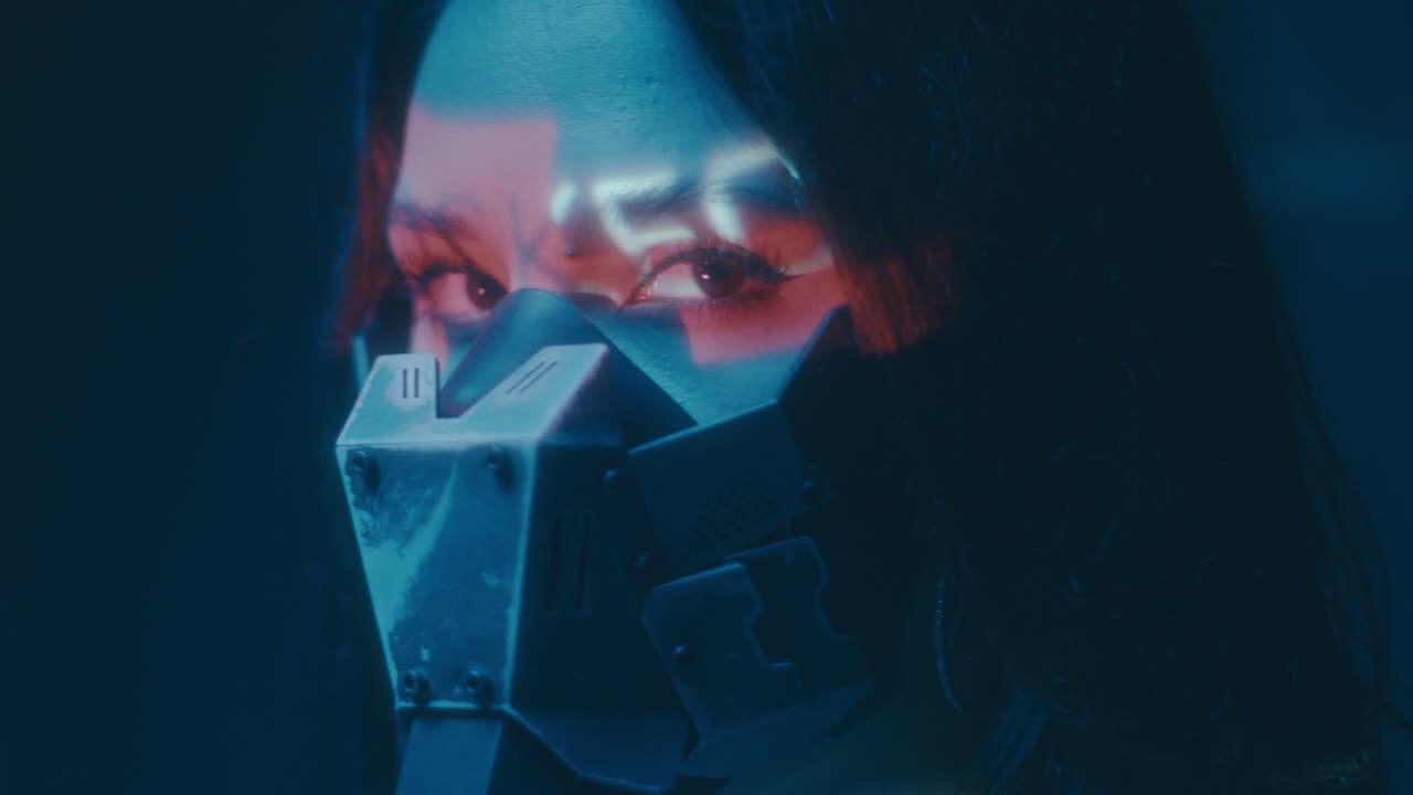 Cyberpunk Woman with Futuristic Mask