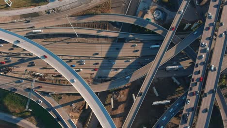 aerial of cars on 59 south and 610 south loop freeway in houston, texas