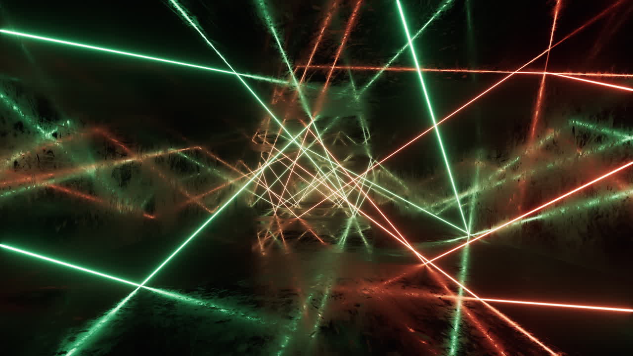 el túnel de líneas de neón brillantes, renderización en 3d.