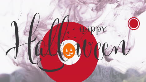 Animación-De-Texto-De-Feliz-Halloween-Y-Calabaza-Sobre-Humo-Sobre-Fondo-Blanco