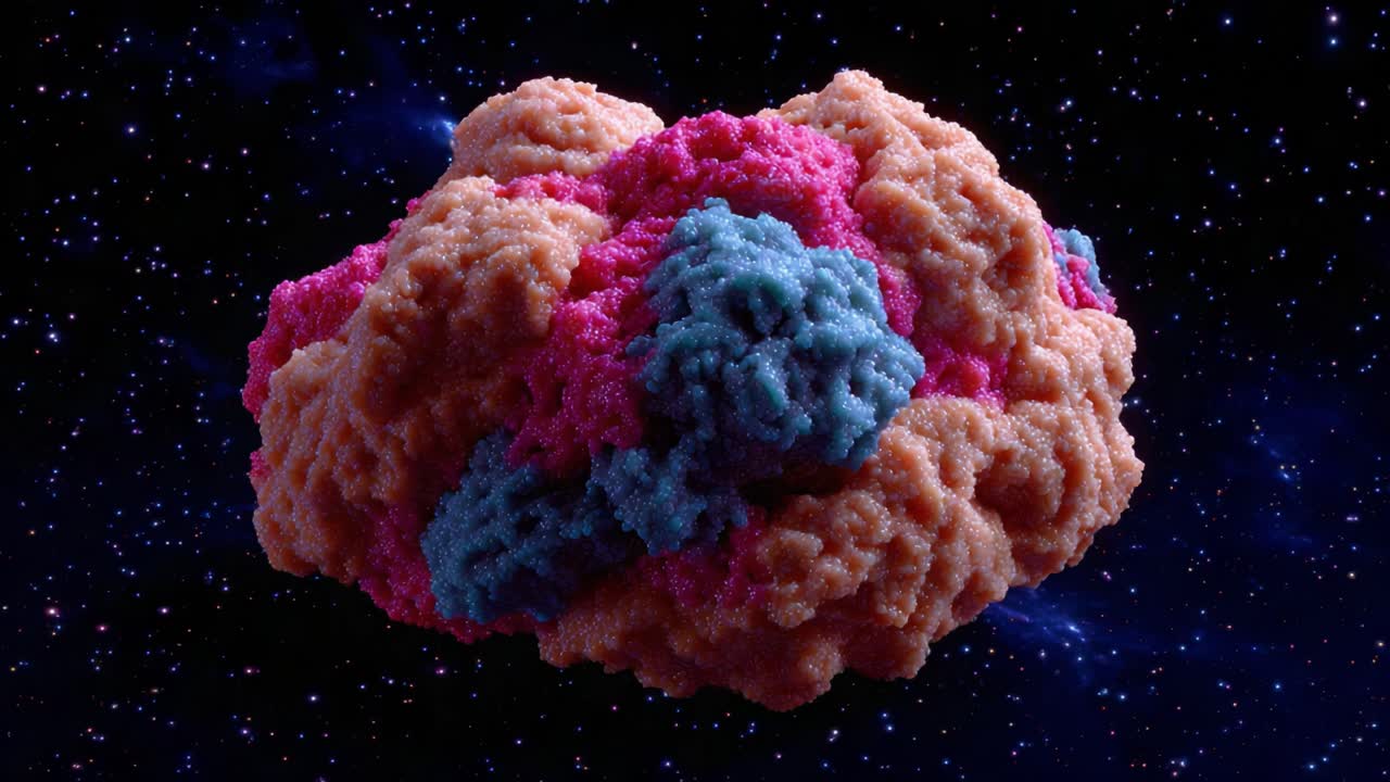 A Stunning Visual Representation of a Molecular Structure in Deep Space, Showcasing Intricate Patterns and Vivid Colors Against a Starry Background