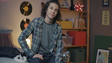 teenage boy in his bedroom