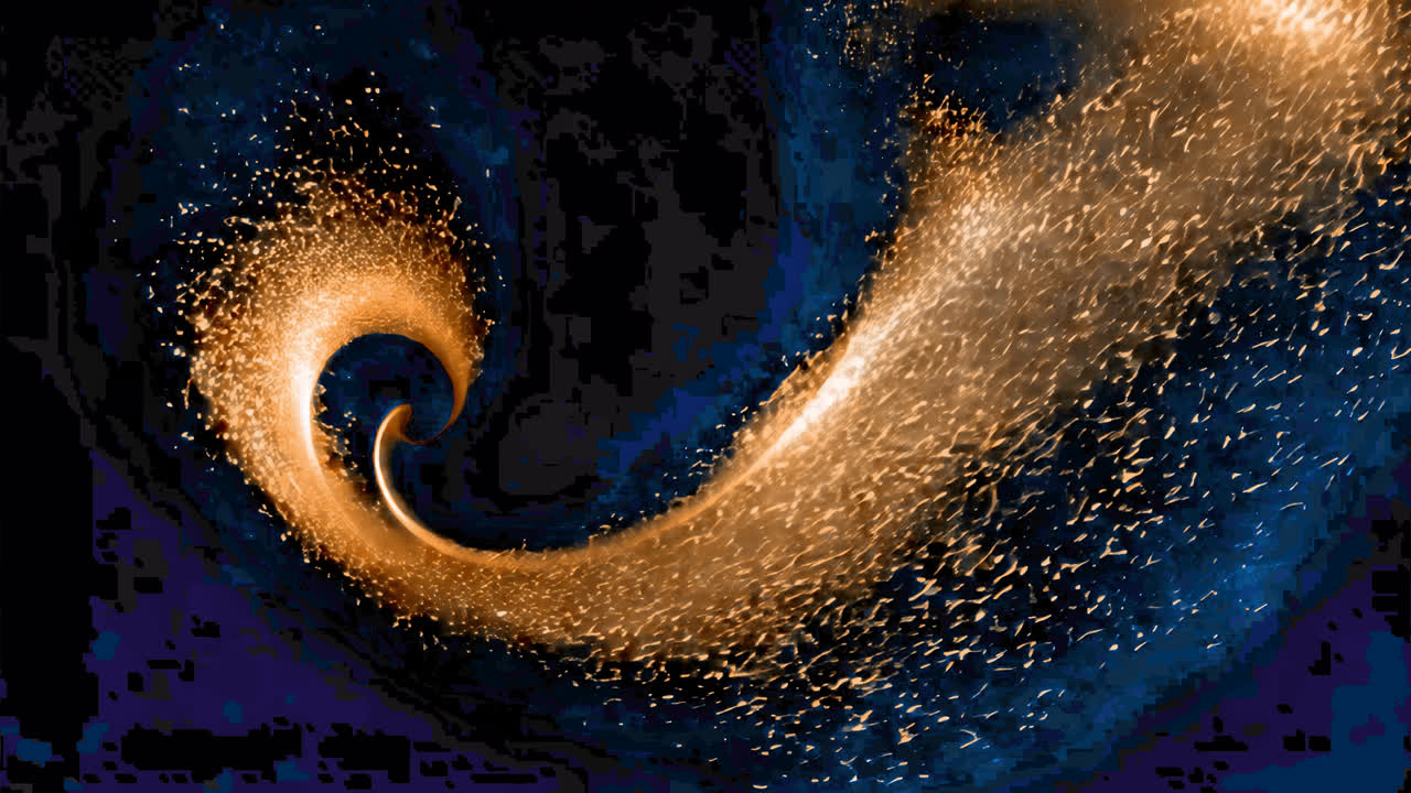 Abstract golden swirl motion animated overlay, transparent 4K video, alpha channel, ProRes 4444