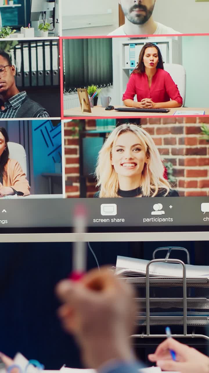 Multiple People on a Computer Screen During Video Conference