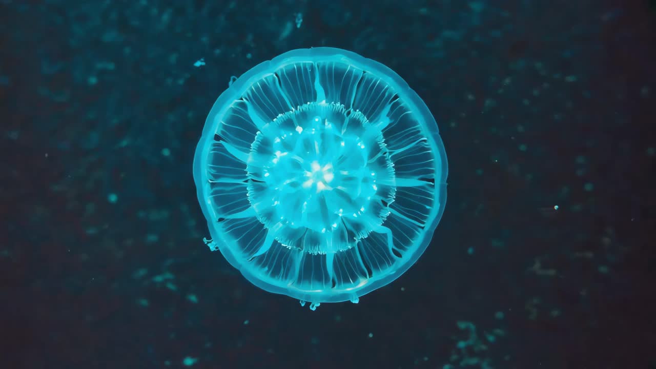 Glowing Jellyfish in the Deep Ocean