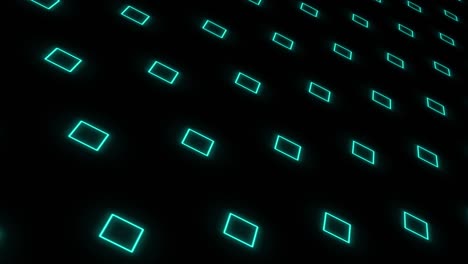 blue squares on dark blue background are changed size with perspective motion. looping realistic animation with alpha transparent background for easy use in your video.