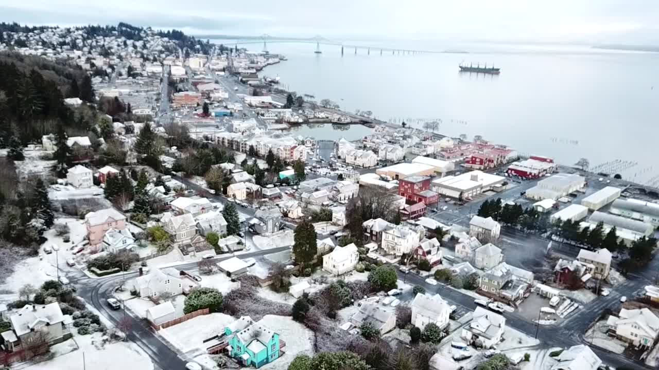 2019년 3월의 아스토리아 오레곤 눈