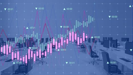 Animation-Der-Datenverarbeitung-über-Ein-Gitternetz-Vor-Leerem-Büro